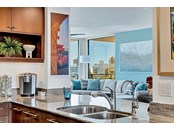 Enjoy the water views from the kitchen. - Condo for sale at 1255 N Gulfstream Ave #503, Sarasota, FL 34236 - MLS Number is A4519355