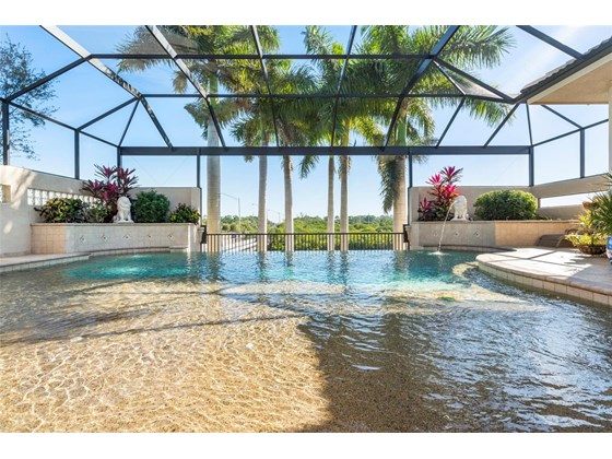 Sun deck view to edge of infinity pool to water - Single Family Home for sale at 1012 Bayview Dr, Nokomis, FL 34275 - MLS Number is A4521028